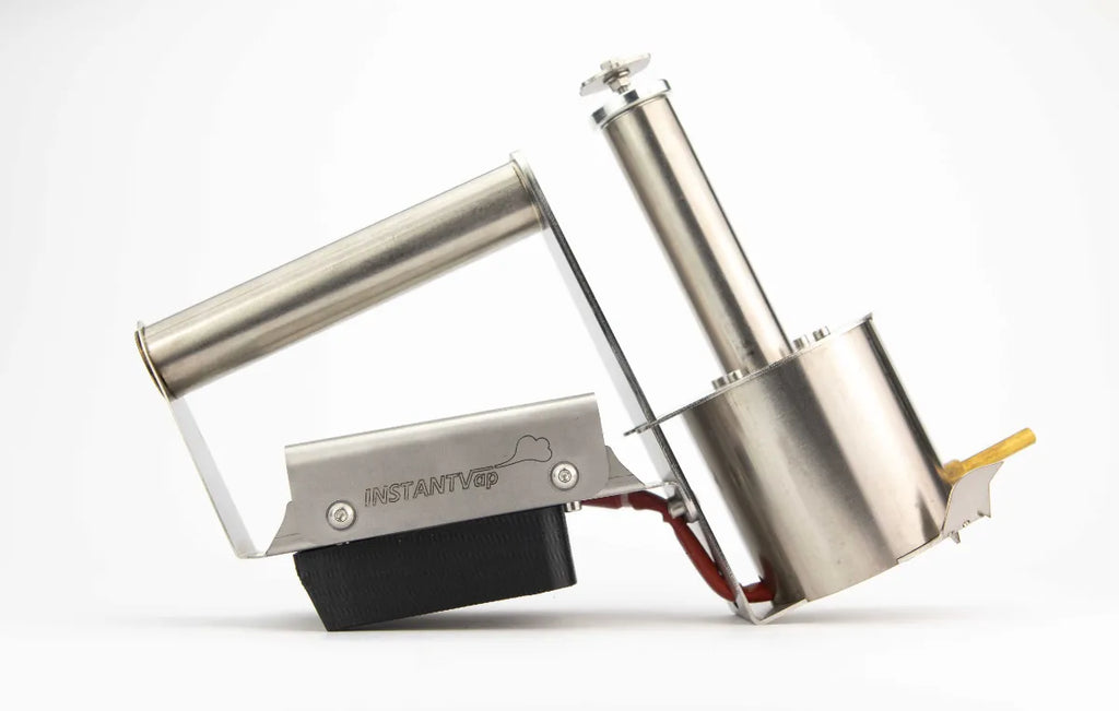 InstantVap® Compact 18V cordless oxalic acid vaporiser side view with stainless steel body and brass spout
