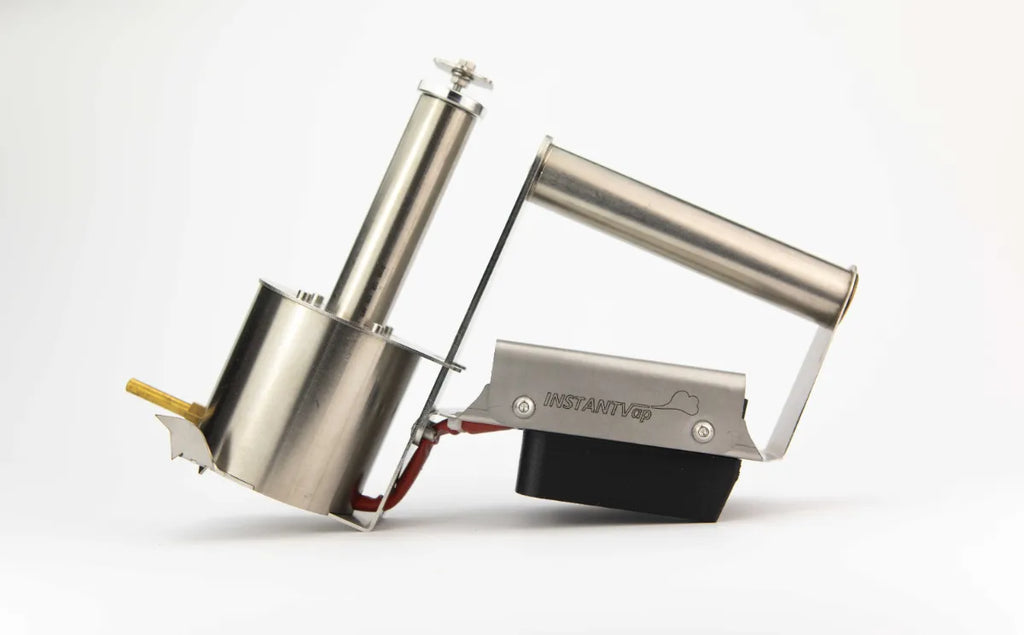 InstantVap® Compact 18V vaporiser side profile with handle, dispenser and battery socket