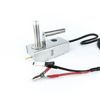 Close up of InstantVap® Original 12V battery clamps for connecting to a deep cycle battery