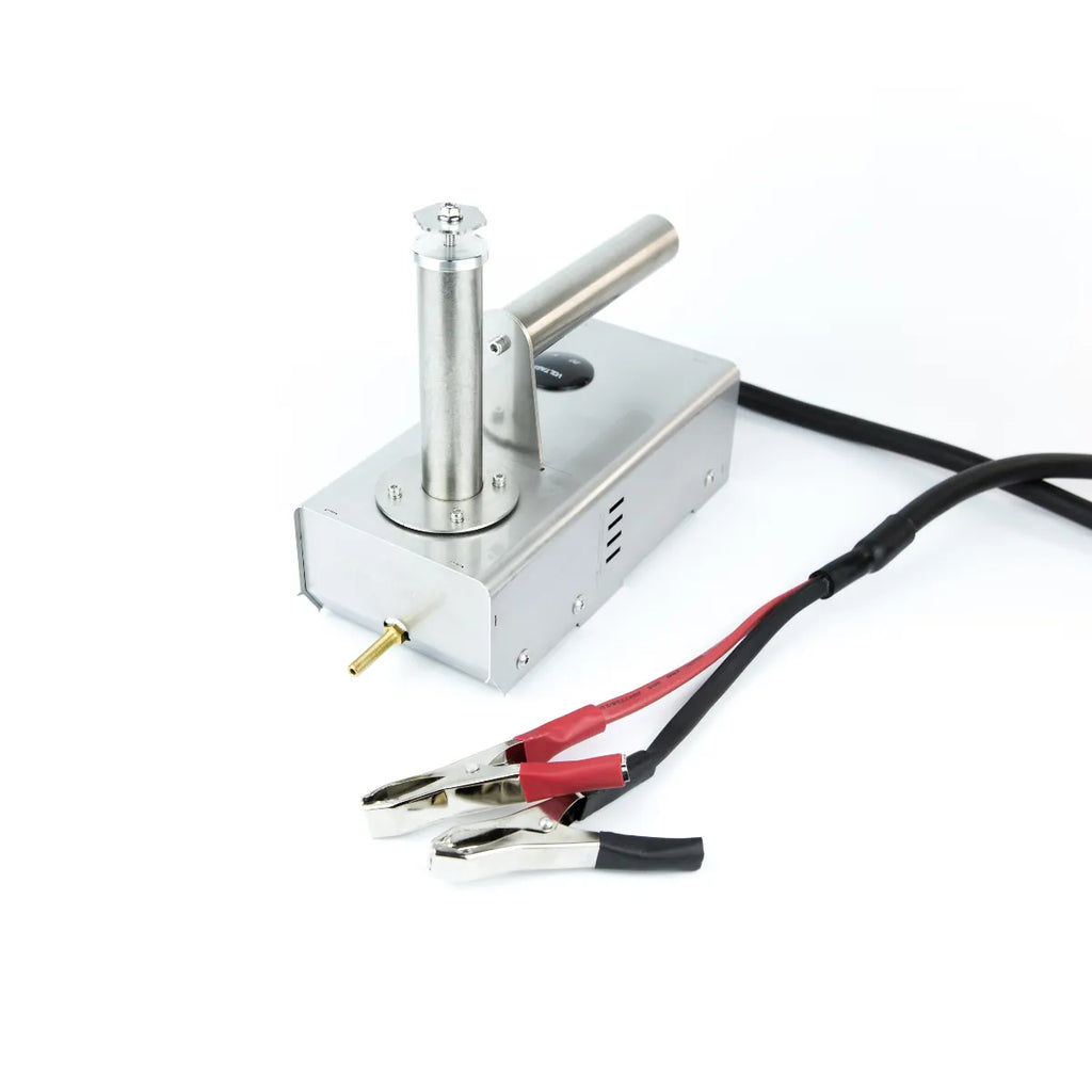 InstantVap® Original 12V vaporiser front angle with battery clamps and 4 metre cable