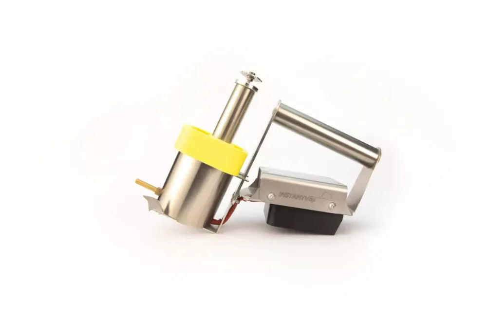 Side view of InstantVap vaporiser with yellow silicone insulation cover fitted