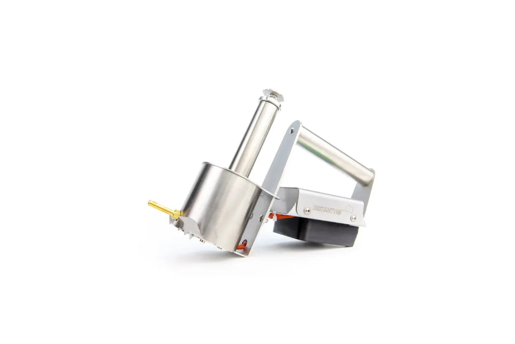InstantVap® Turbo 18V oxalic acid vaporiser showing brass spout and stainless steel body