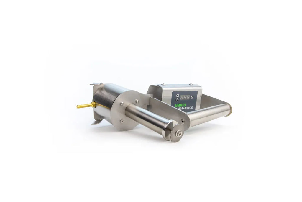 InstantVap® Turbo 18V vaporiser low profile view showing handle, body and brass stem