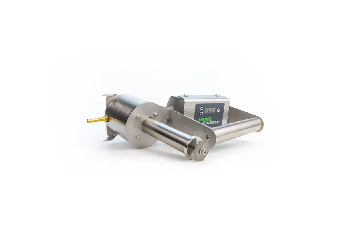 InstantVap® Turbo 18V vaporiser low profile view showing handle, body and brass stem