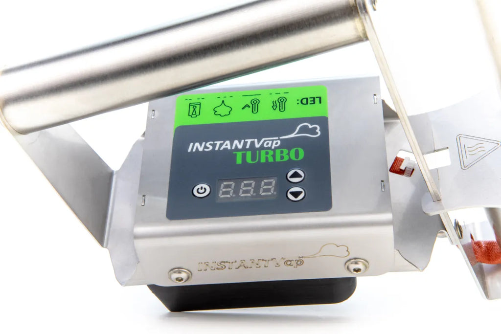 InstantVap® Turbo LED display showing temperature control and cycle feedback